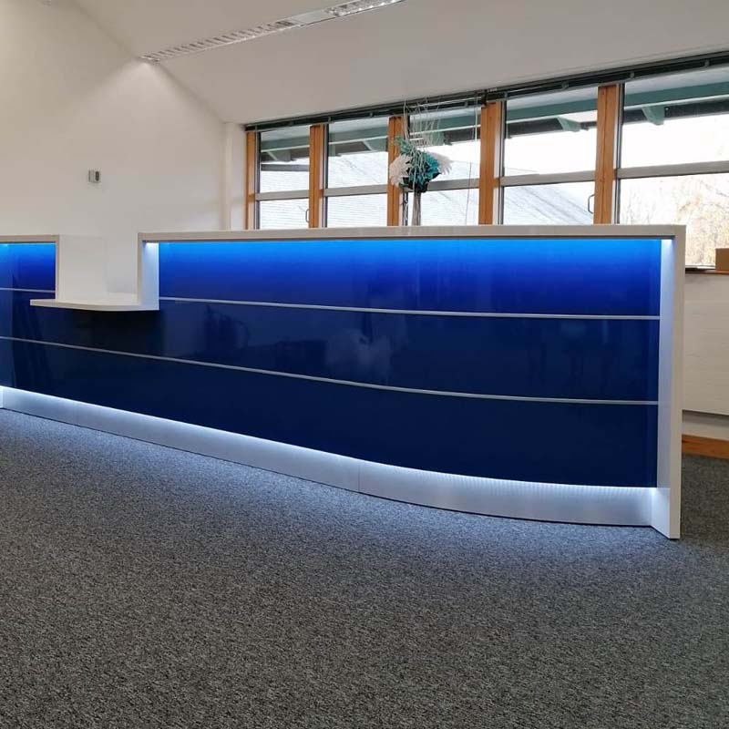 Blue High Gloss Reception Desk