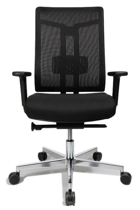W7 Light Office Chair, Synchro, Mesh Back, Adj Arms, Blk Base