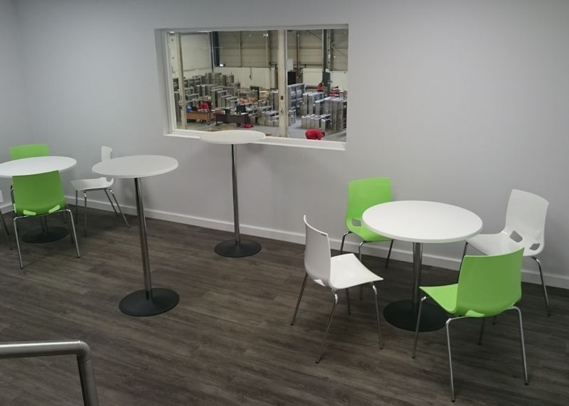 High Gloss Cafe Chairs and White Tables