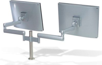 Gas height adjustable arm for double LCD monitor - silver