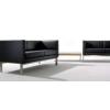 Odessa 2 Seat Executive Sofa, Black leather/ Inox - view 2