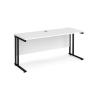 Narrow Rectangular Desk, 1600w Black Frame, White Top, M25 range