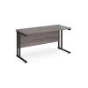 Narrow Rectangular Desk, 1400w Black Frame, Grey Oak Top, M25 range