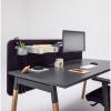  Ogi W Desk Anthracite Top with Anthracite and Wood Legs with Screen and Chair