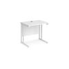Narrow Compac Rectangular Desk, 800w White Frame, White Top, M25 range