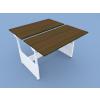 Drive Bench Desk in Raised Position, Chestnut Top and White Legs