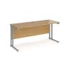 Narrow Rectangular Desk, 1600w Silver Frame, Oak Top, M25 range