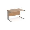 Narrow Rectangular Desk, 1200w, Silver Frame, Beech Top, M25 range