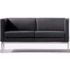 Odessa 2 Seat Executive Sofa, Black leather/ Inox - view 1