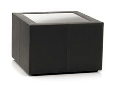 Aries Low Table in Vintage Leather with Glass Top