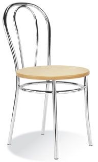 Tulipan Chrome Caf Chair Wood Seat