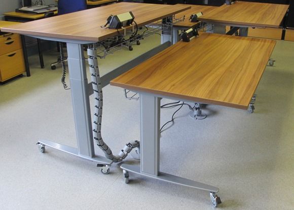 Walnut Effect Electrically Adjustable Desks