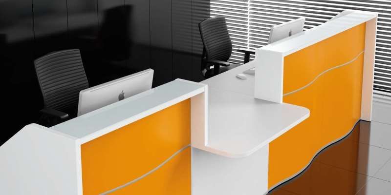 DDA Reception Desk in White and Orange
