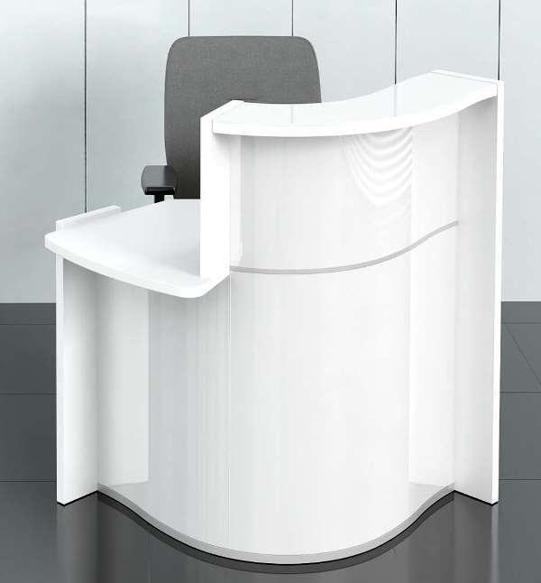 High Gloss White Compact Reception Desk