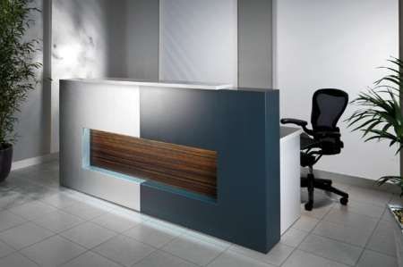 Grey White and Walnut Office Reception Counter