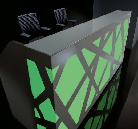 Stylish Reception Desk with Green LED Lighting