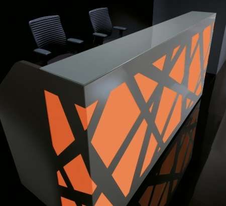 Modern Black and Orange LED Backlit Reception Counter